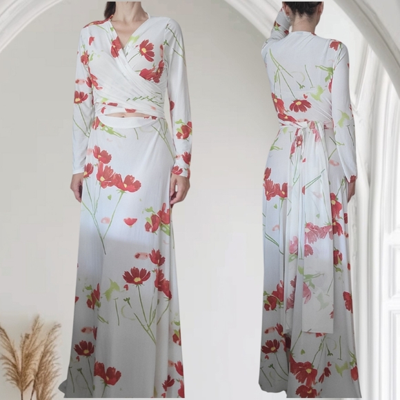 Ducci Half Wrap Dress Long Sleeve Floral Sz.XL - Picture 1 of 6